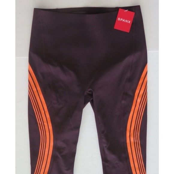 Spanx 50207R Women's Sz L Wine/Orange Contour Stripe 7/8 Leggings $118+ - Picture 3 of 9